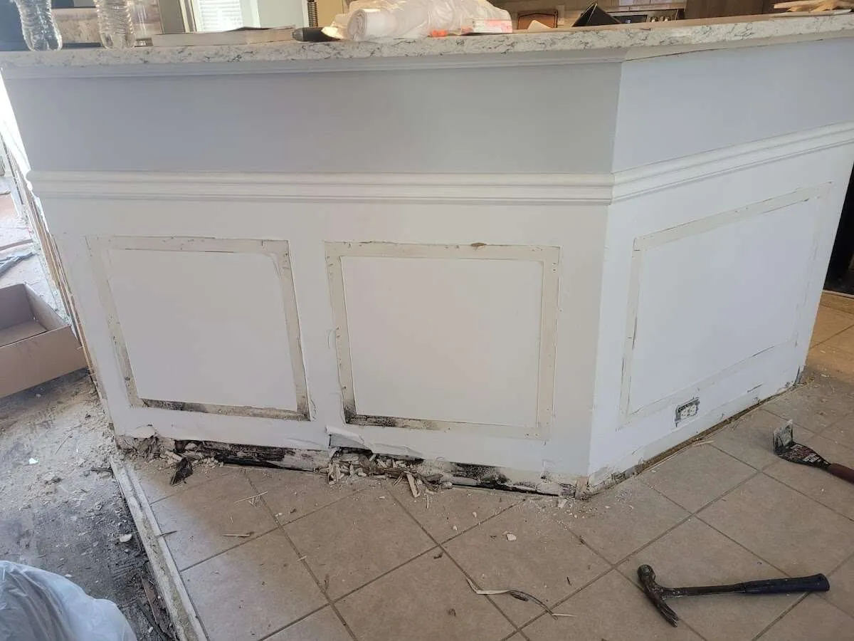 Water damage and mold on kitchen during Storm Damage Restoration in Kent
